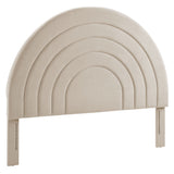 Rowan Arched Performance Velvet Queen Headboard in Almond