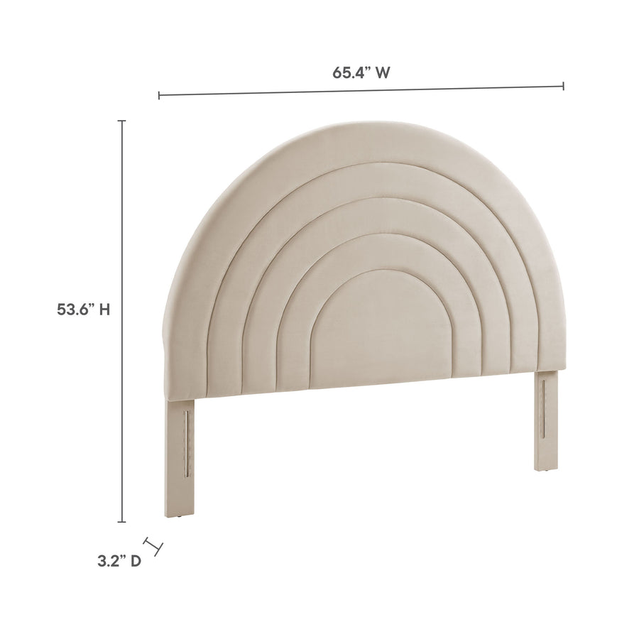 Rowan Arched Performance Velvet Queen Headboard in Almond