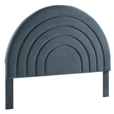 Rowan Arched Performance Velvet Queen Headboard in Cadet Blue