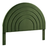 Rowan Arched Performance Velvet Queen Headboard in Moss Green