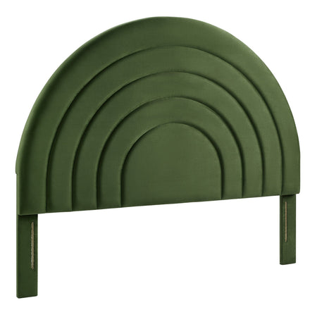Solana Arched Performance Velvet Queen Headboard in Moss Green