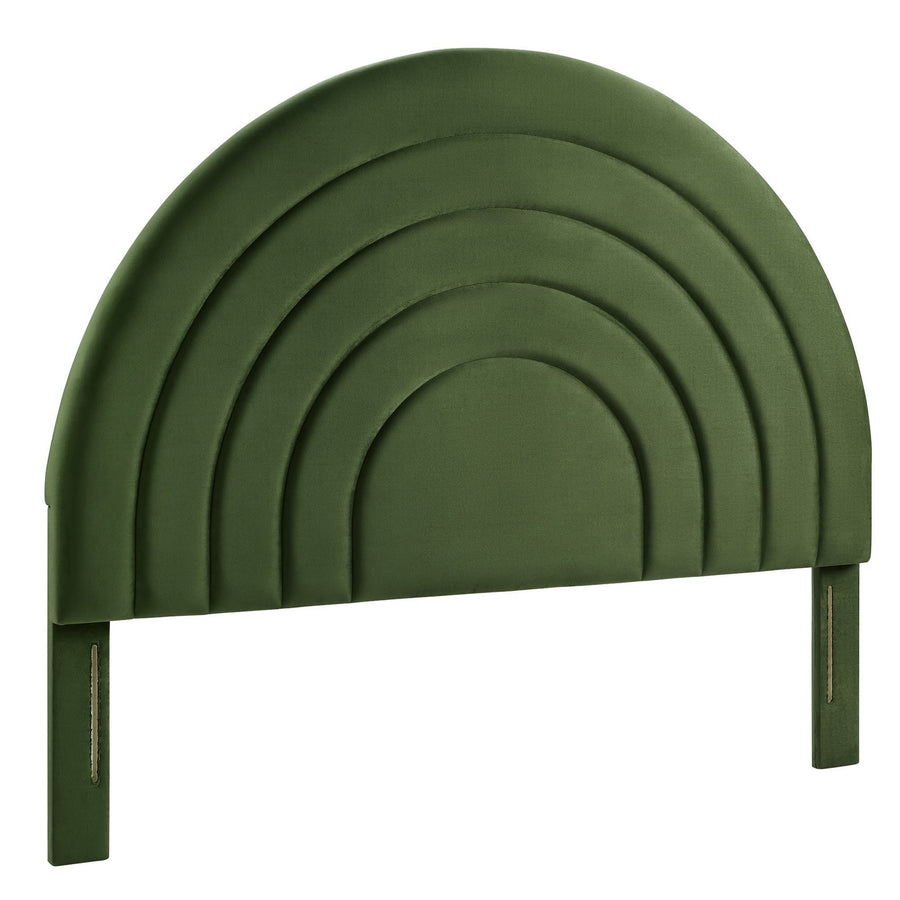 Rowan Arched Performance Velvet Queen Headboard in Moss Green