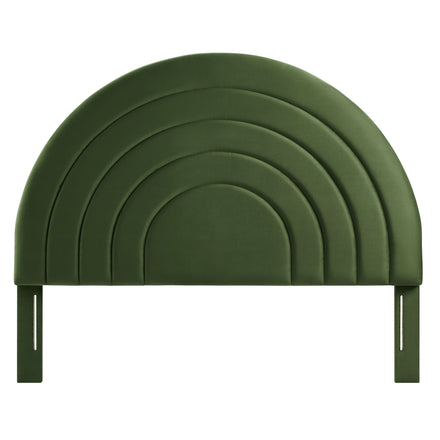 Solana Arched Performance Velvet Queen Headboard in Moss Green
