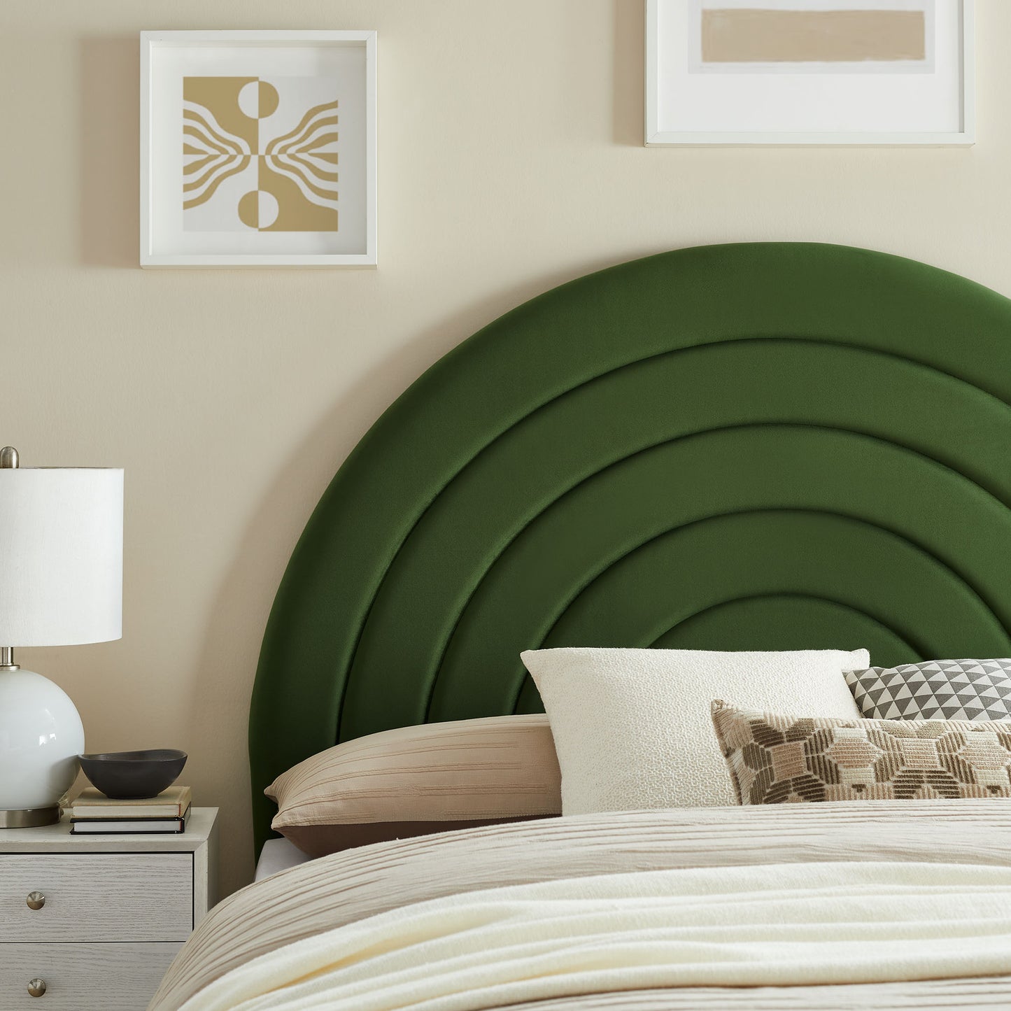 Solana Arched Performance Velvet Queen Headboard by Furniture For America