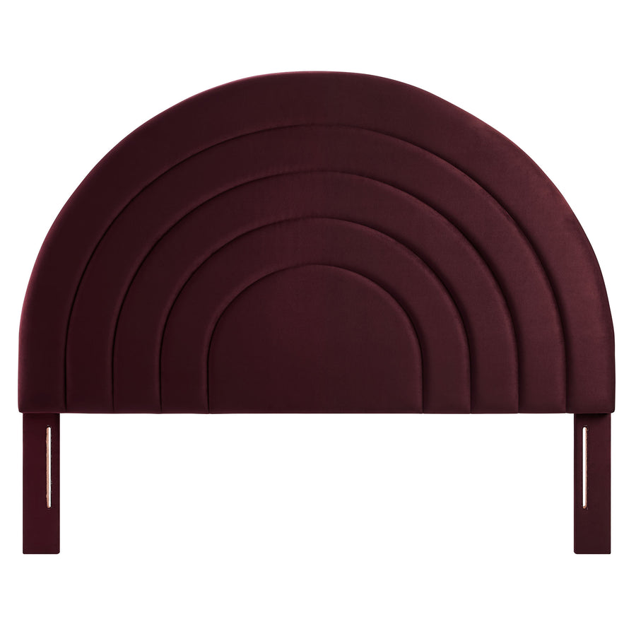 Rowan Arched Performance Velvet Queen Headboard in Mulberry