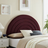 Rowan Arched Performance Velvet Queen Headboard in Mulberry