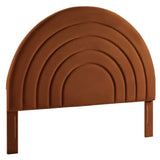 Rowan Arched Performance Velvet Queen Headboard in Rust
