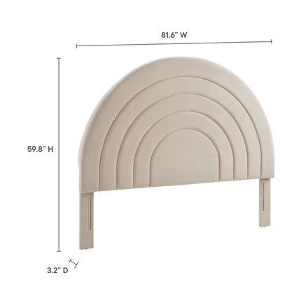 Solana Arched Performance Velvet King Headboard in Almond