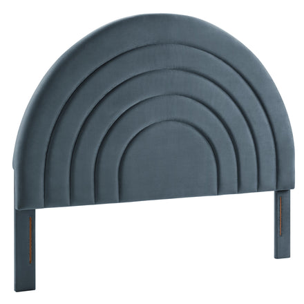 Solana Arched Performance Velvet King Headboard in Cadet Blue