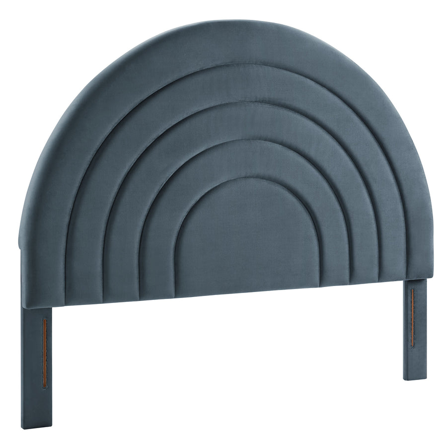 Rowan Arched Performance Velvet King Headboard in Cadet Blue