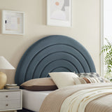 Rowan Arched Performance Velvet King Headboard in Cadet Blue