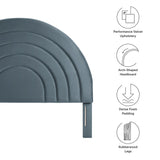 Rowan Arched Performance Velvet King Headboard in Cadet Blue