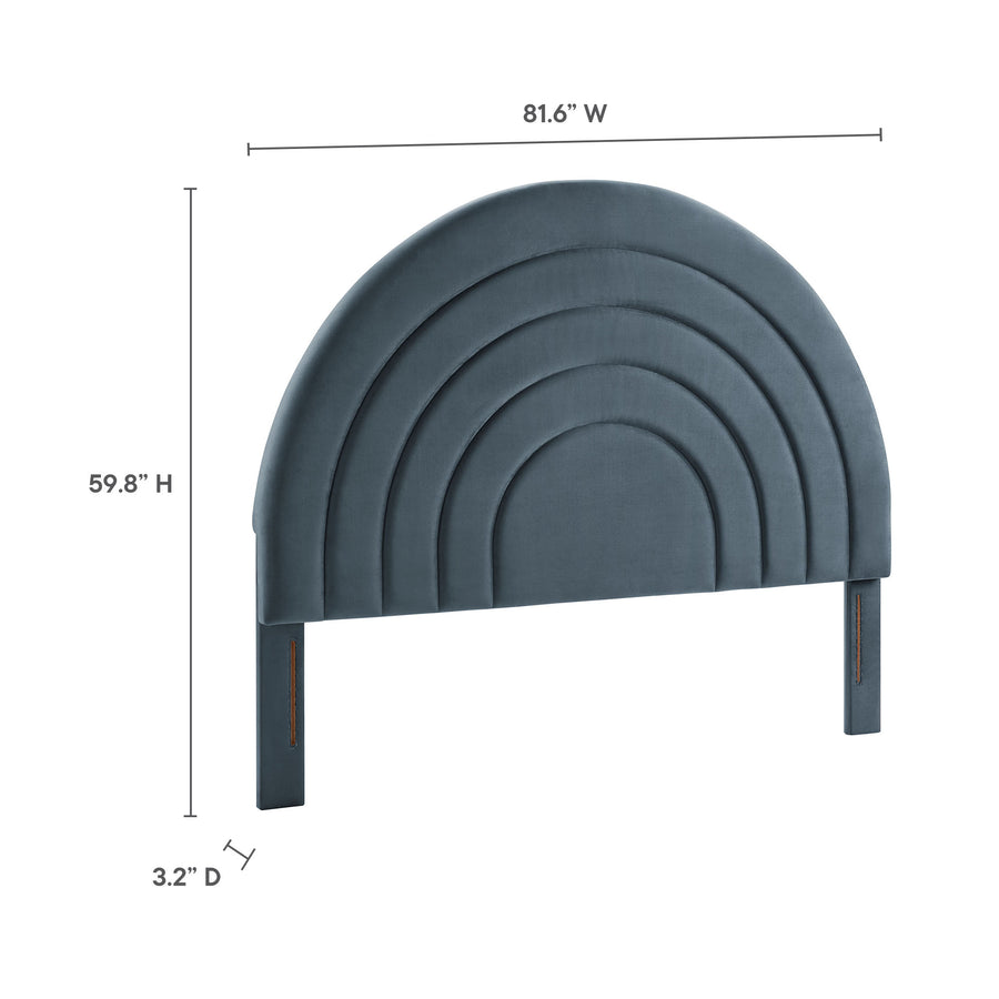 Rowan Arched Performance Velvet King Headboard in Cadet Blue