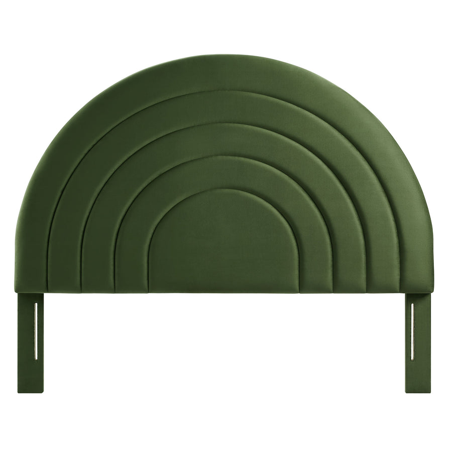 Rowan Arched Performance Velvet King Headboard in Moss Green