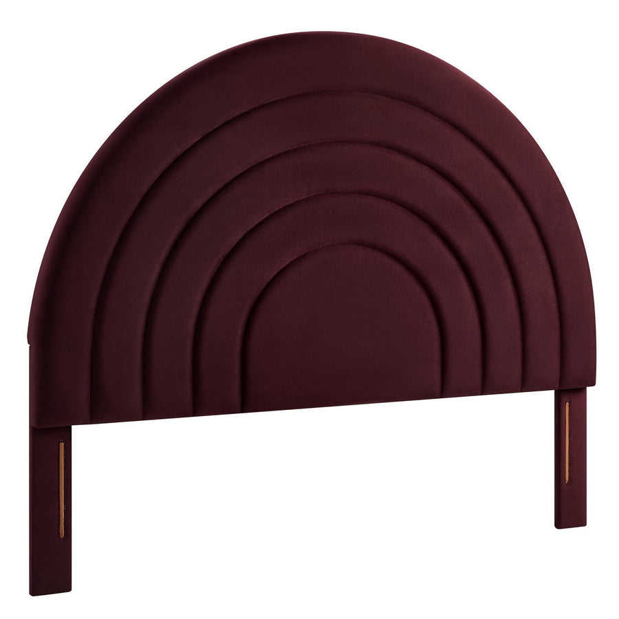 Rowan Arched Performance Velvet King Headboard in Mulberry