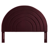 Rowan Arched Performance Velvet King Headboard in Mulberry