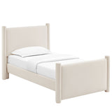 Sawyer Performance Velvet Twin Platform Bed in Alabaster