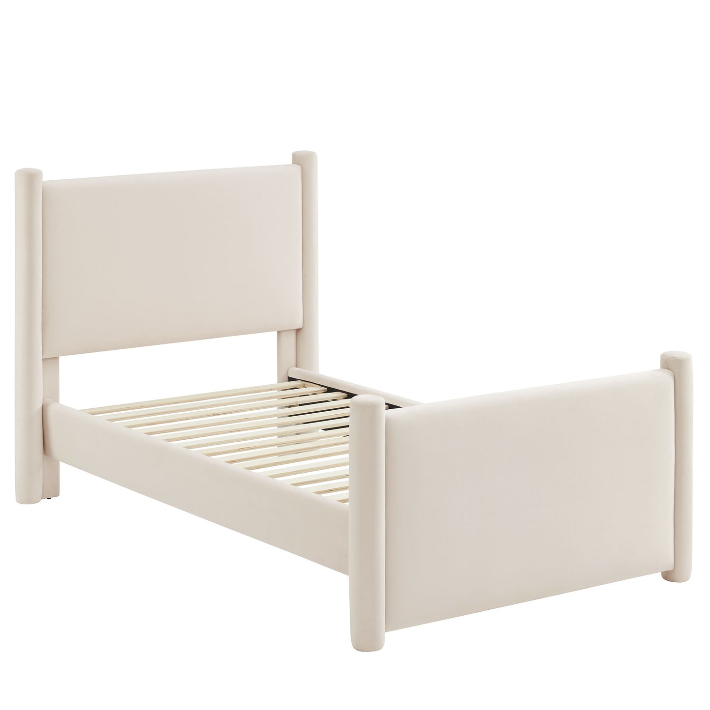 Rael Performance Velvet Twin Platform Bed by Furniture For America