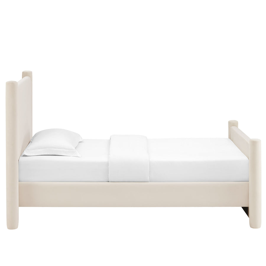 Sawyer Performance Velvet Twin Platform Bed in Alabaster