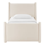 Sawyer Performance Velvet Twin Platform Bed in Alabaster