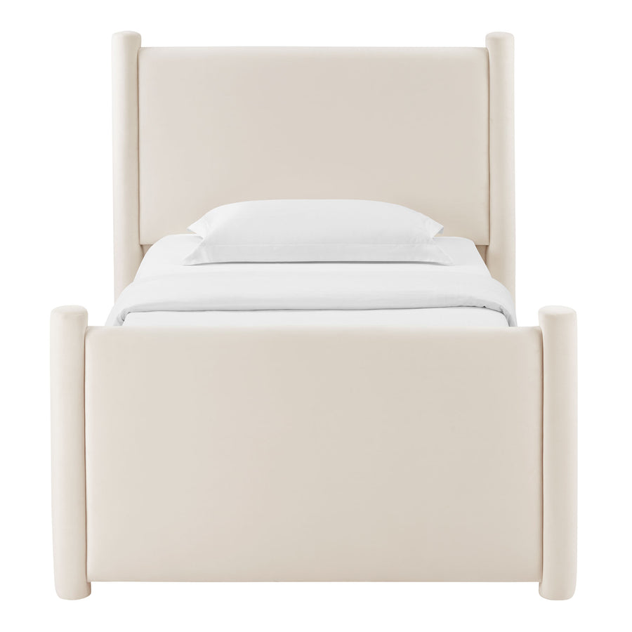 Sawyer Performance Velvet Twin Platform Bed in Alabaster