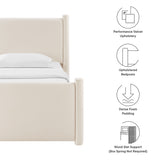Sawyer Performance Velvet Twin Platform Bed in Alabaster