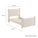 Sawyer Performance Velvet Twin Platform Bed in Alabaster