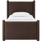 Sawyer Performance Velvet Twin Platform Bed in Chocolate Brown