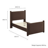 Sawyer Performance Velvet Twin Platform Bed in Chocolate Brown