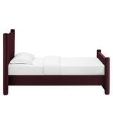 Sawyer Performance Velvet Twin Platform Bed in Mulberry