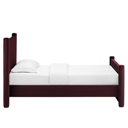 Rael Performance Velvet Twin Platform Bed by Furniture For America
