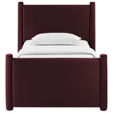 Sawyer Performance Velvet Twin Platform Bed in Mulberry