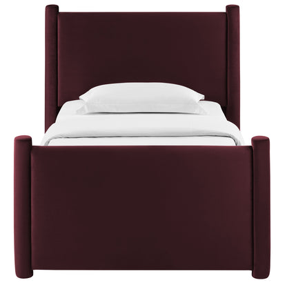 Rael Performance Velvet Twin Platform Bed by Furniture For America