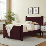 Sawyer Performance Velvet Twin Platform Bed in Mulberry