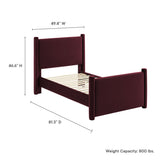 Sawyer Performance Velvet Twin Platform Bed in Mulberry