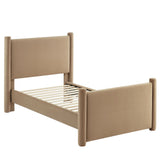 Sawyer Performance Velvet Twin Platform Bed in Taupe