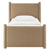 Sawyer Performance Velvet Twin Platform Bed in Taupe