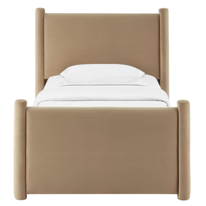 Rael Performance Velvet Twin Platform Bed by Furniture For America