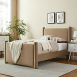 Sawyer Performance Velvet Twin Platform Bed in Taupe