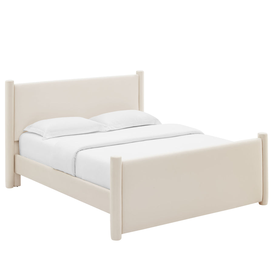 Sawyer Performance Velvet Full Platform Bed in Alabaster