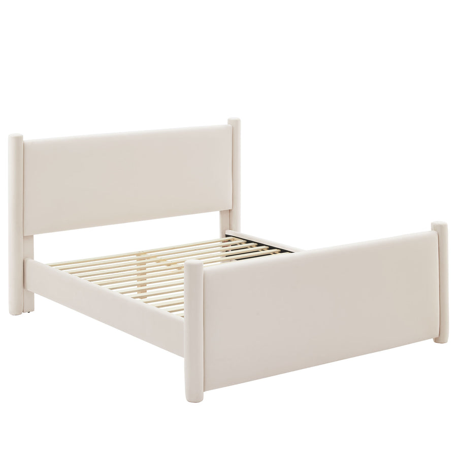 Sawyer Performance Velvet Full Platform Bed in Alabaster
