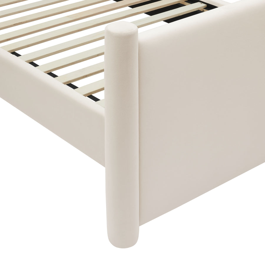 Sawyer Performance Velvet Full Platform Bed in Alabaster