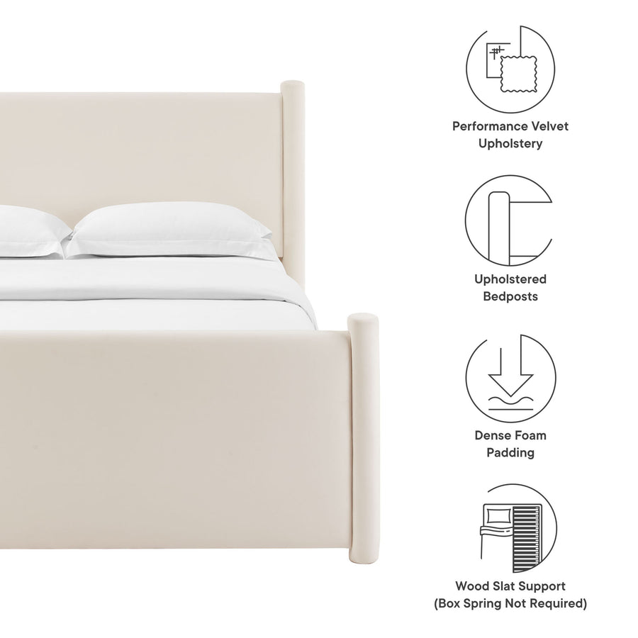 Sawyer Performance Velvet Full Platform Bed in Alabaster