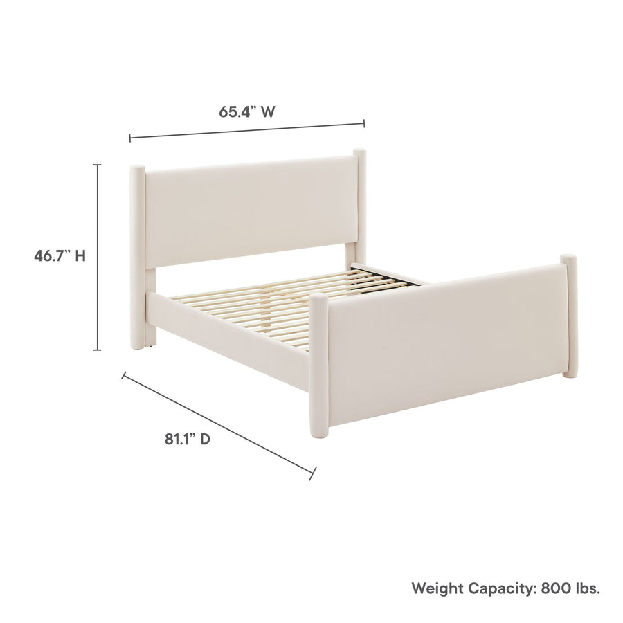 Sawyer Performance Velvet Full Platform Bed in Alabaster