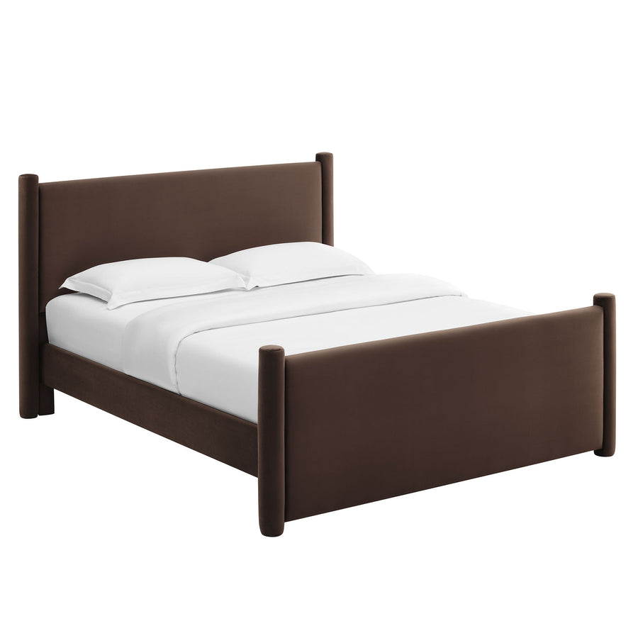Sawyer Performance Velvet Full Platform Bed in Chocolate Brown