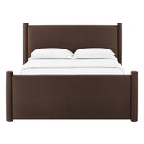 Sawyer Performance Velvet Full Platform Bed in Chocolate Brown