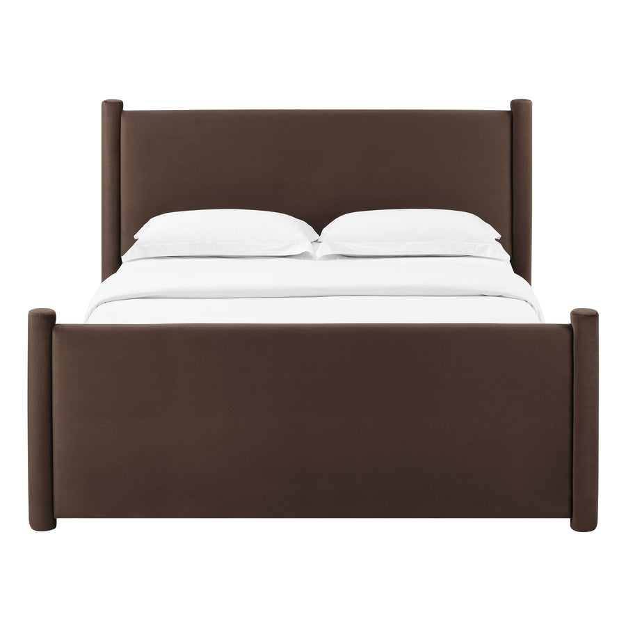Sawyer Performance Velvet Full Platform Bed in Chocolate Brown