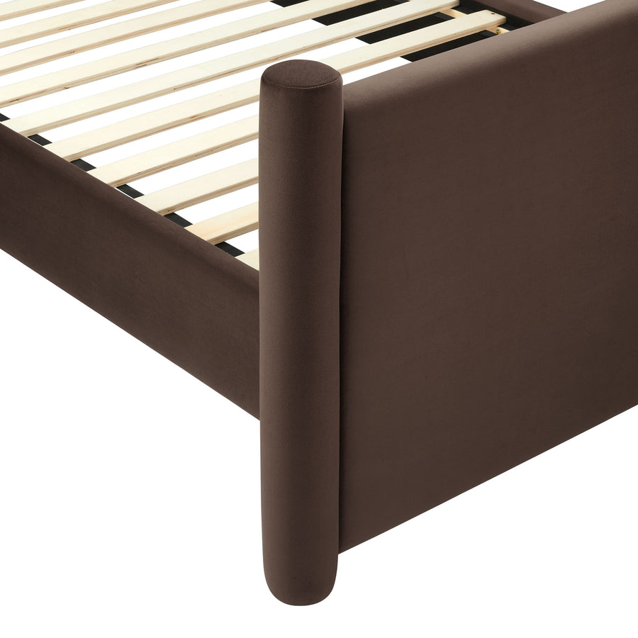 Sawyer Performance Velvet Full Platform Bed in Chocolate Brown