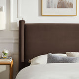 Sawyer Performance Velvet Full Platform Bed in Chocolate Brown
