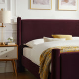 Sawyer Performance Velvet Full Platform Bed in Mulberry